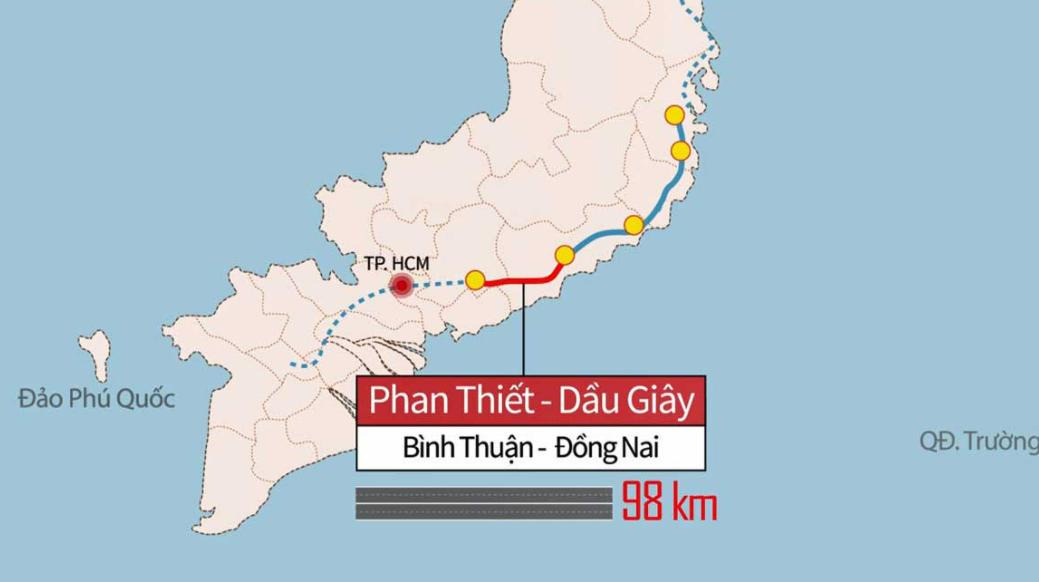 chiều dài cao tốc Phan Thiết – Dầu Giây 
